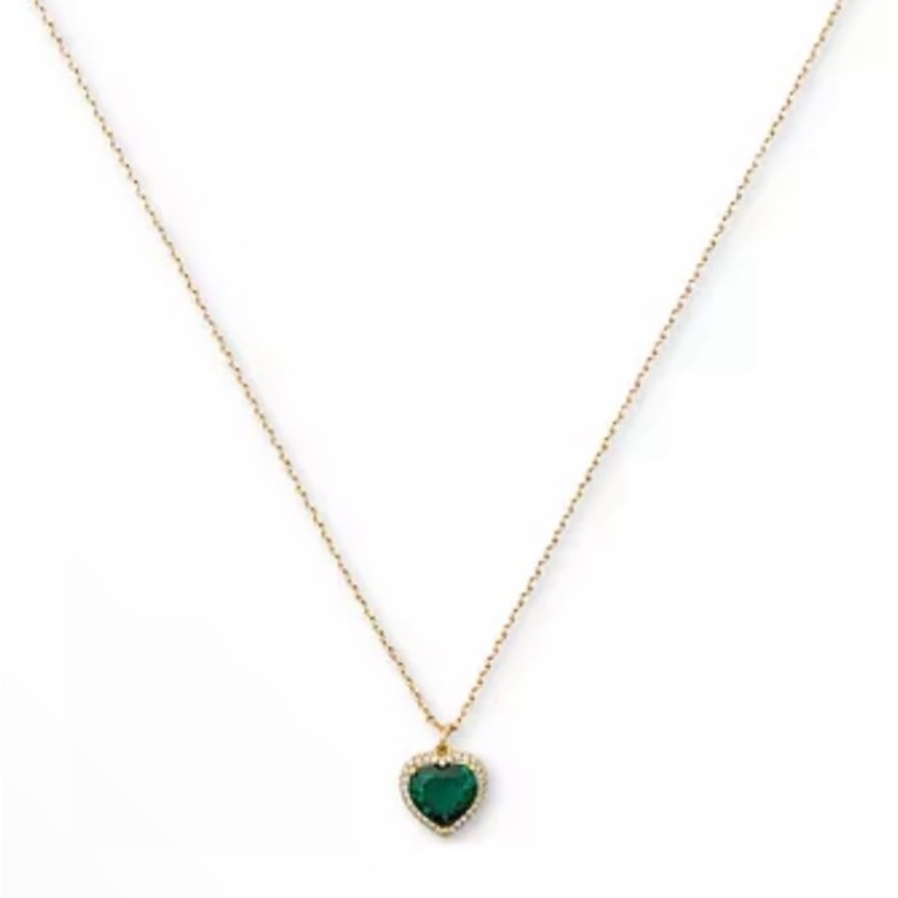 Kate Spade Green Heart Necklace NWT